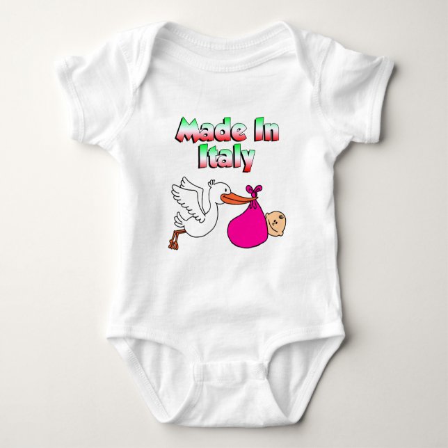 Made in Italy Stork Pink Baby Strampler (Vorderseite)
