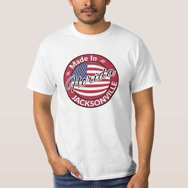 Made in Jacksonville Florida USA Flag T-Shirt (Vorderseite)