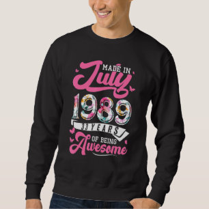 Made in July 1989 Floral 33 Jahre alt 33. Geburtst Sweatshirt