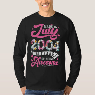 Made in July 2004 Floral 18 Jahre alt 18. Geburtst T-Shirt