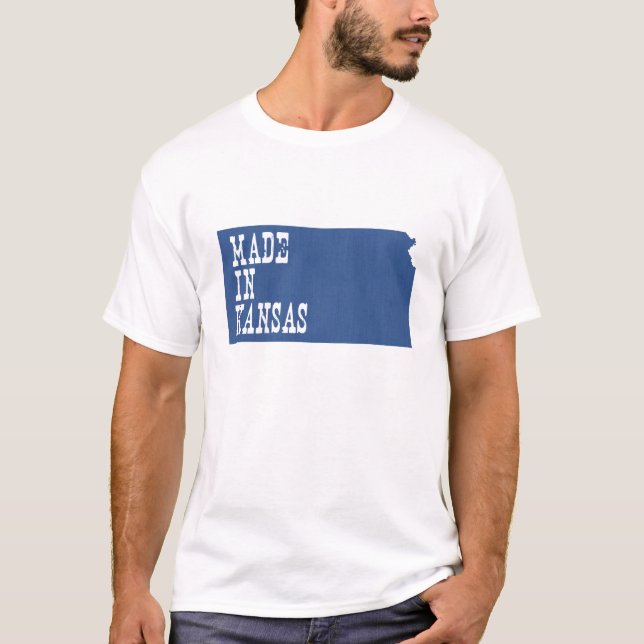 Made in Kansas Kansan Map Shaped Birth Staat T-Shirt (Vorderseite)
