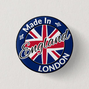 Made in London England Union Jack Flag Button