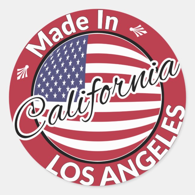 Made in Los Angeles California Stars Streifen Flag Runder Aufkleber (Vorderseite)