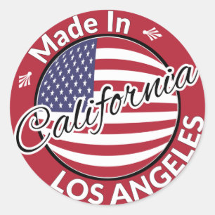 Made in Los Angeles California Stars Streifen Flag Runder Aufkleber