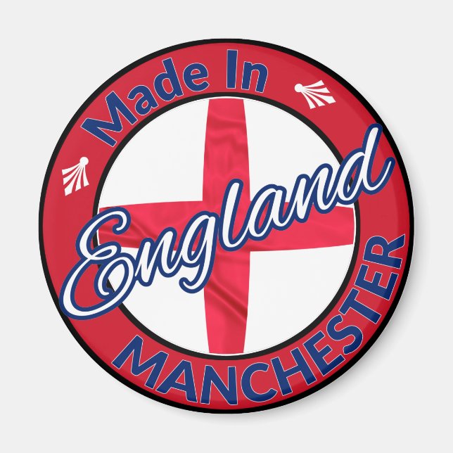 Made in Manchester England St George Flag Magnet (Vorne)