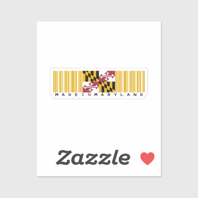 Made in Maryland Barcode Flag Sticker - Staat (Blatt)