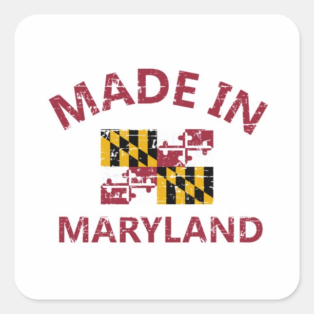 Made in Maryland Quadratischer Aufkleber (Vorderseite)