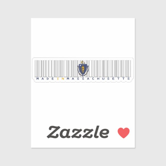 Made in Massachusetts Barcode Flag Sticker - Staat (Blatt)