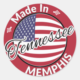 Made in Memphis Tennessee USA Flag Runder Aufkleber