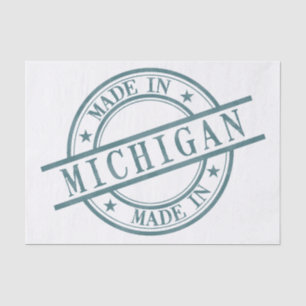 Made in Michigan Briefmarke Stil Logo-Symbol Grün Seidenpapier