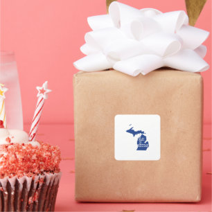 Made in Michigan Shaped Blue Michigander Quadratischer Aufkleber