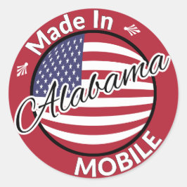 Made in Mobile Alabama US Flagge Flag Runder Aufkleber