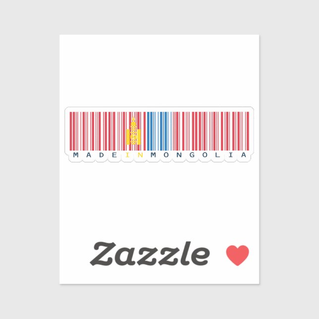Made in Mongolia Barcode Flag Design Aufkleber (Blatt)
