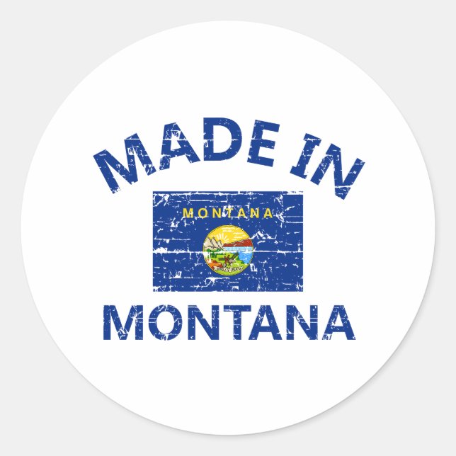 Made in MONTANA United Staaten Flag Designs Runder Aufkleber (Vorderseite)