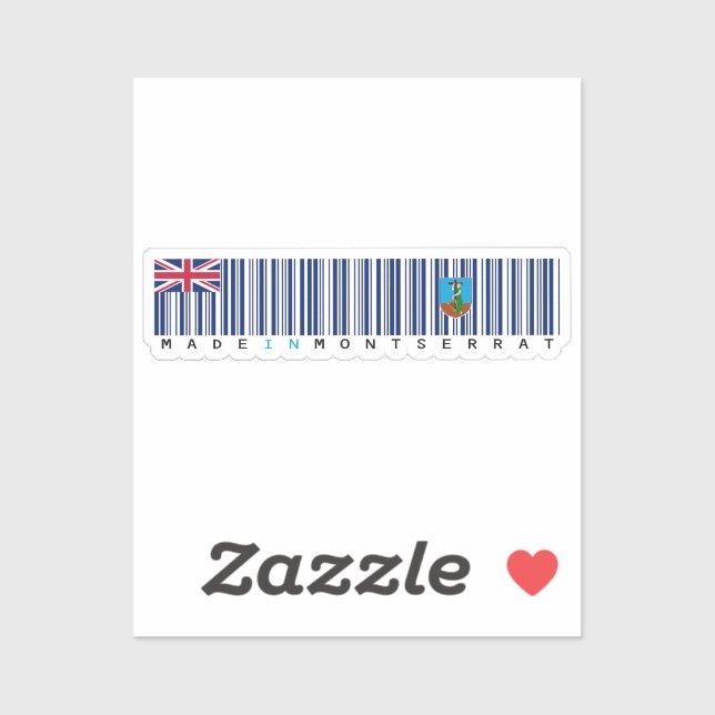 Made in Montserrat Barcode Flag Aufkleber (Blatt)