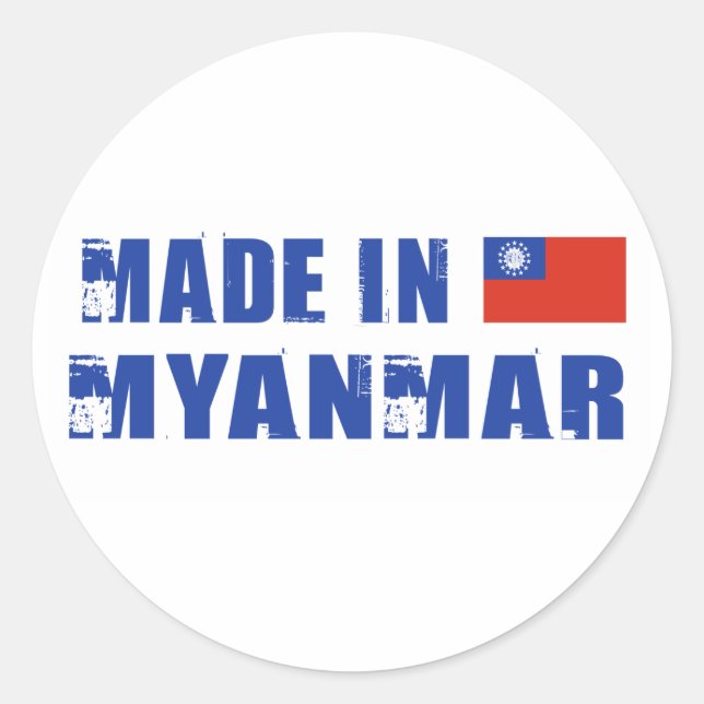 Made in Myanmar Runder Aufkleber (Vorderseite)