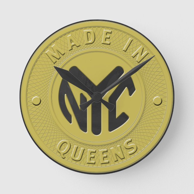 Made in New York Queens Runde Wanduhr (Vorderseite)