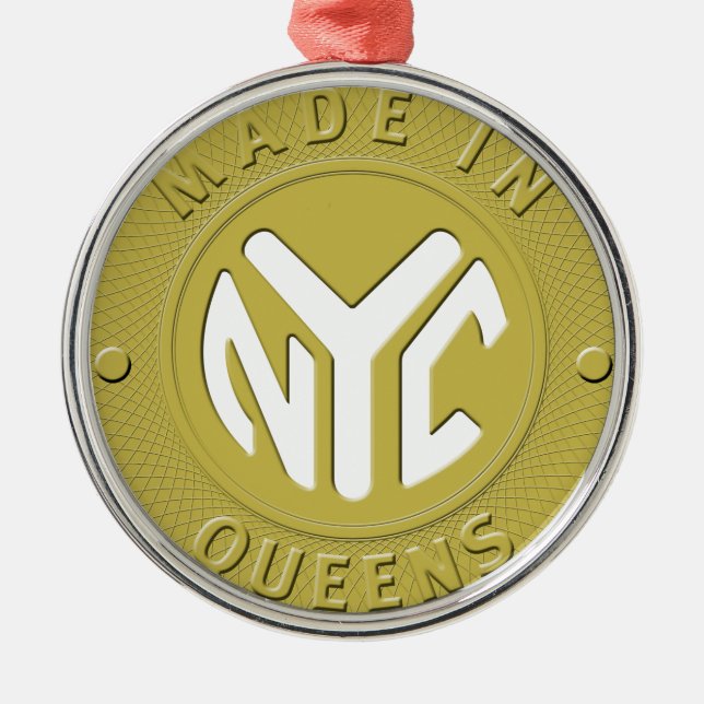 Made in New York Queens Silbernes Ornament (Vorne)
