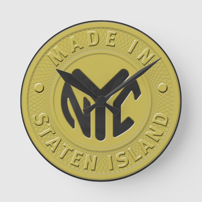 Made in New York Staten Island Runde Wanduhr (Vorderseite)