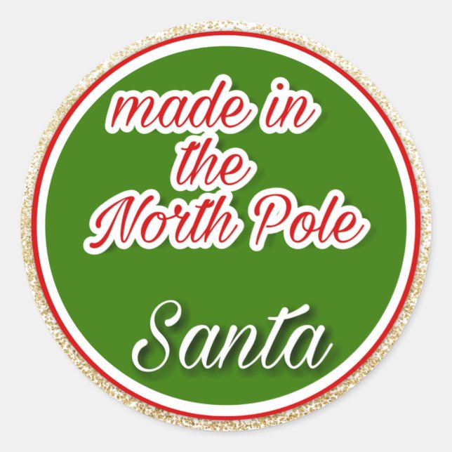 Made in North Pole Weihnachten Runder Aufkleber (Vorderseite)
