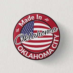 Made in Oklahoma City Oklahoma USA Flag Button