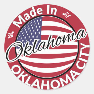 Made in Oklahoma City Oklahoma USA Flag Runder Aufkleber