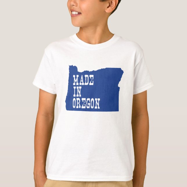 Made in Oregon Map Form Blue Background Kids T-Shirt (Vorderseite)