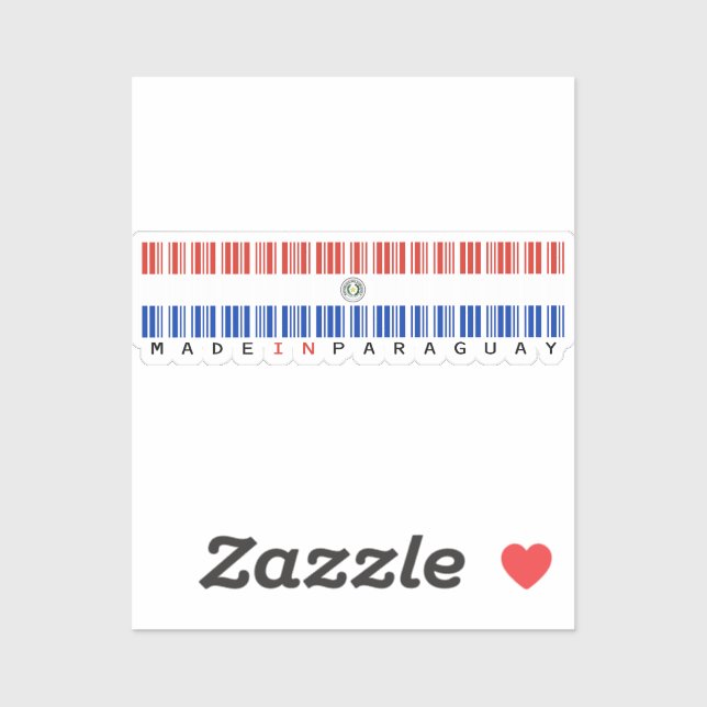 Made in Paraguay Barcode Flag Sticker (Blatt)