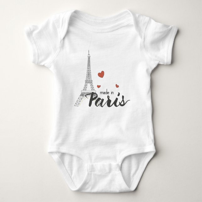 Made in Paris with Eiffel Tower Baby Strampler (Vorderseite)