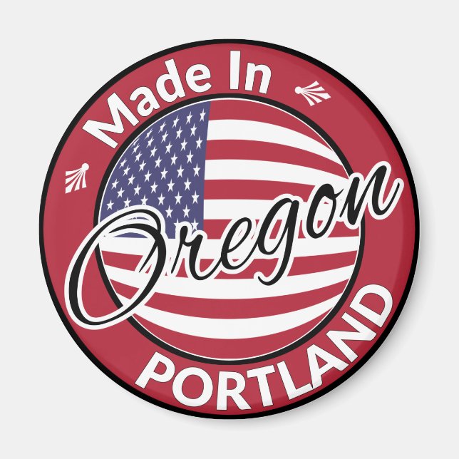 Made in Portland Oregon USA Flag Magnet (Vorne)