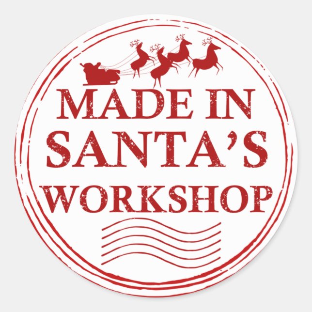 Made in Santa's Workshop Classic Round Sticker (Vorderseite)