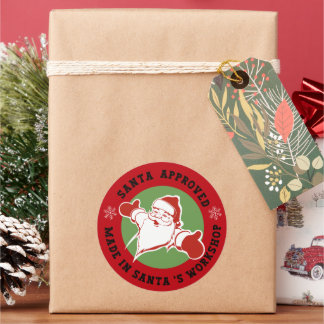 Made in Santa's Workshop Red Gift Runder Aufkleber