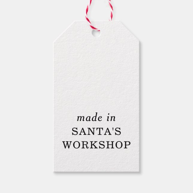 Made in Santa's Workshop Weihnachtsschrift Geschenkanhänger (Vorderseite)