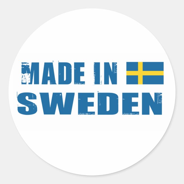 Made in Schweden Runder Aufkleber (Vorderseite)