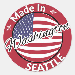 Made in Seattle Washington USA Flag Runder Aufkleber