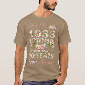 Made in September 1933 Floral 90 Jahre alt von Bei T-Shirt