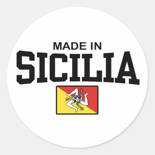 Made in Sicilia Runder Aufkleber (Vorderseite)
