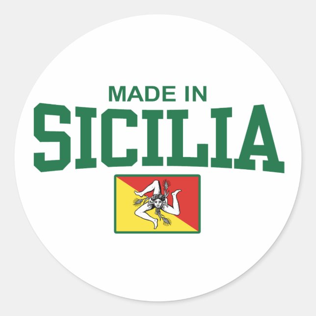 Made in Sicilia Runder Aufkleber (Vorderseite)