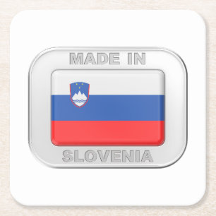 Made in Slovenien Rechteckiger Pappuntersetzer