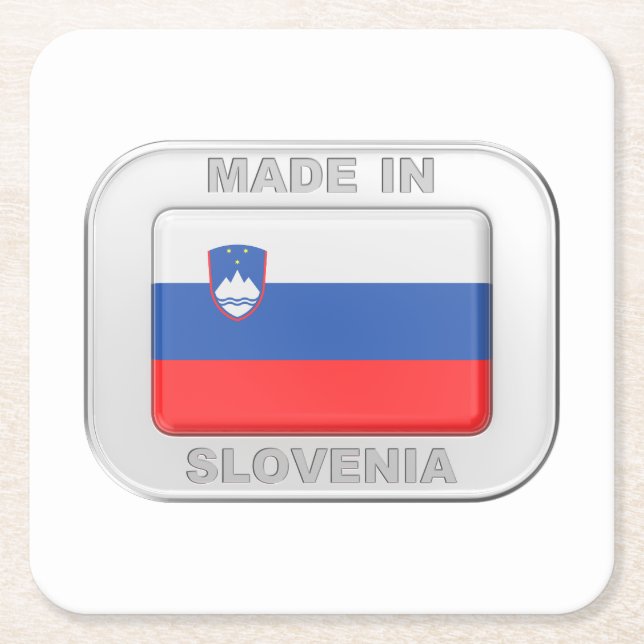 Made in Slovenien Rechteckiger Pappuntersetzer (Vorderseite)