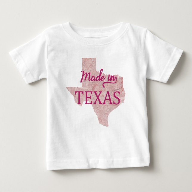 Made in Texas Girls Baby T - Shirt Pink Shirt (Vorderseite)