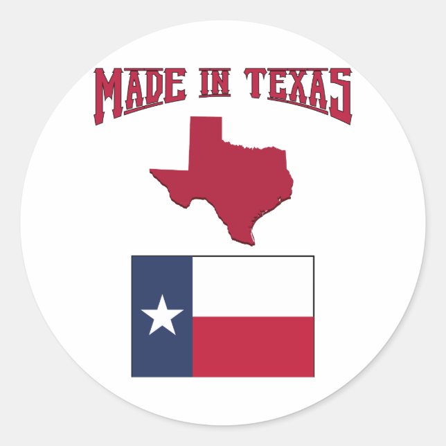 Made in Texas Runder Aufkleber (Vorderseite)