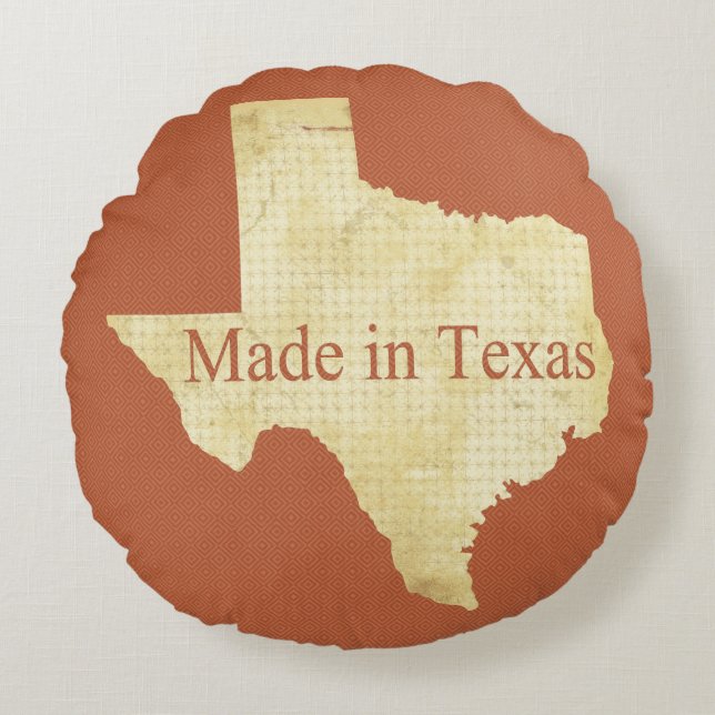 Made in Texas Rusty Red Round Throw Kissen (Vorderseite)