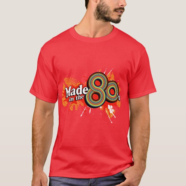 Made in the 80's Herren Multi-Farbe-Logo in Rot T-Shirt (Vorderseite)