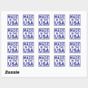 Made in the USA Blue Square Sticker