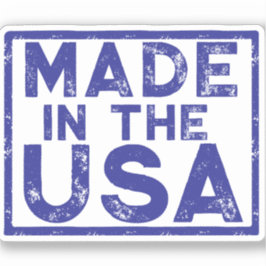 Made in the USA Blue Square Sticker
