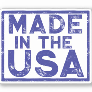 Made in the USA Blue Square Sticker