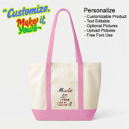 Made in the USA Natural & Pink Tote Bag Tragetasche
