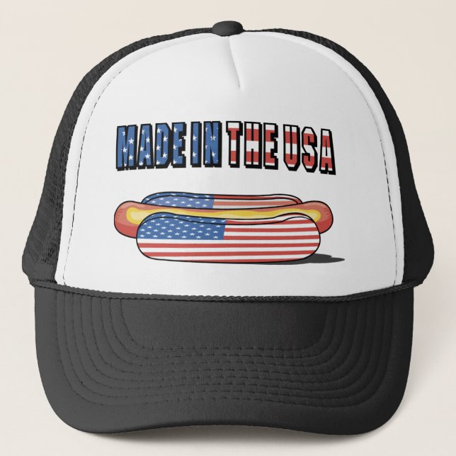 Made in the USA Patriotic Hot Dog Truckerkappe (Vorderseite)