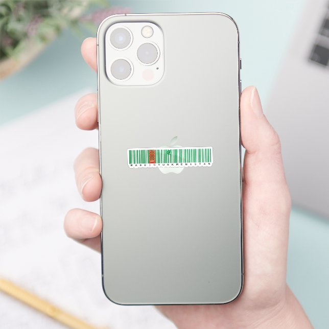 Made in Turkmenistan Barcode Flag Design Aufkleber (Telefon)